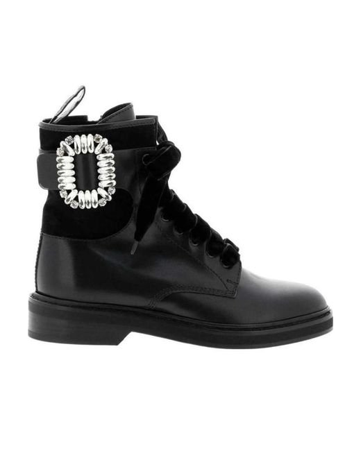 Roger Vivier Black Rhinestone Ankle Boots
