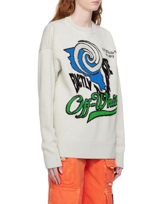 Off-White c/o Virgil Abloh Gray Intarsia-Logo Jumper