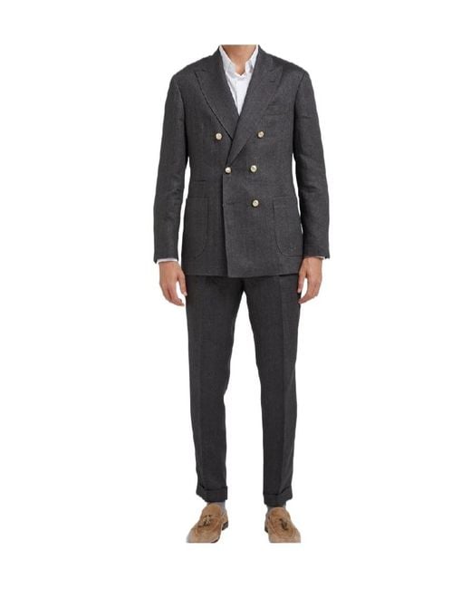 Brunello Cucinelli Black Long-Sleeved Suit for men