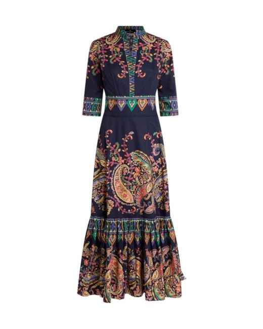 Etro Blue Patterned Maxi Dress