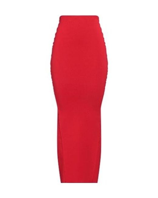 Rick Owens Red Solid-Color Knitted Skirt