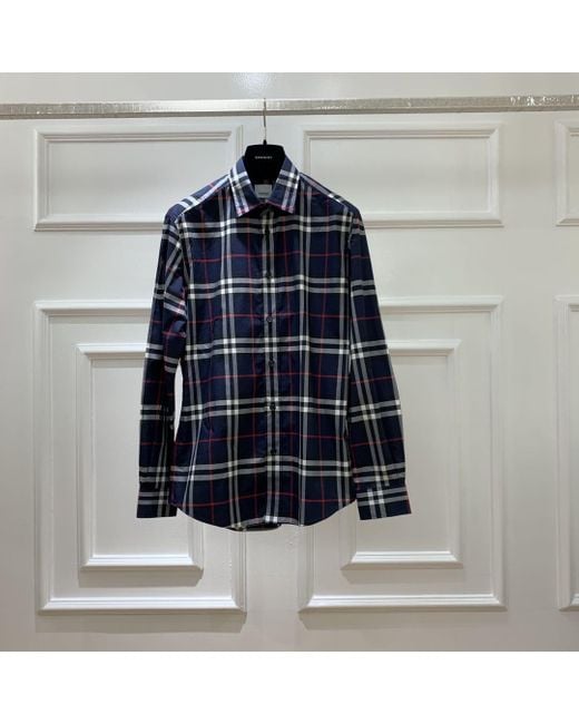 Burberry Blue Vintage Check Cotton Poplin Shirt for men