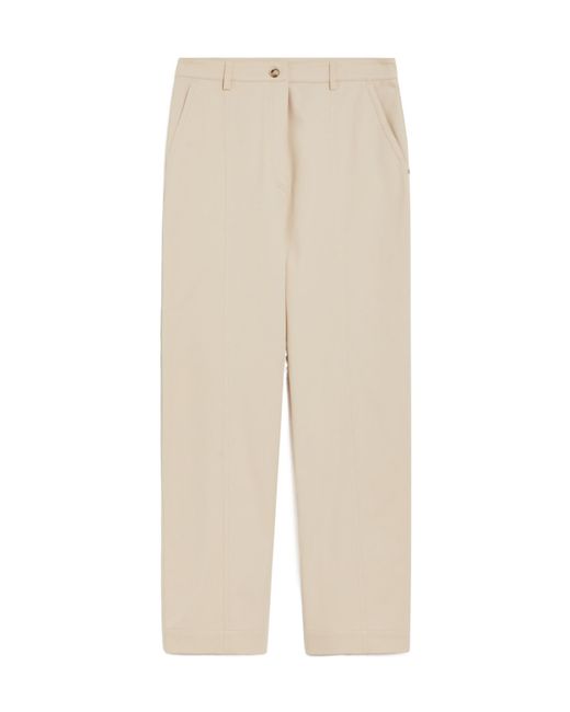 Sportmax Pure Cotton Wide-Leg Trousers in Natural | Lyst