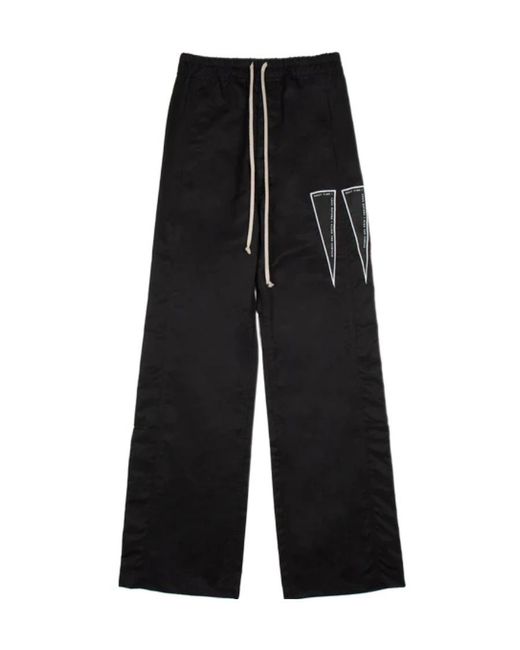 Rick Owens Black Logo-Print Drawstring Trousers for men