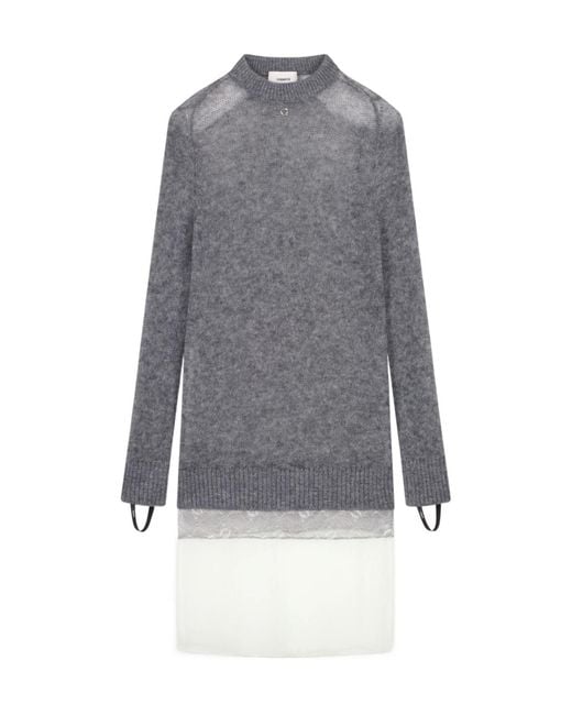 Coperni Gray Knitted Patchwork Dress