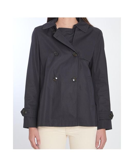 Herno Black Double Breasted Hooded Jacket