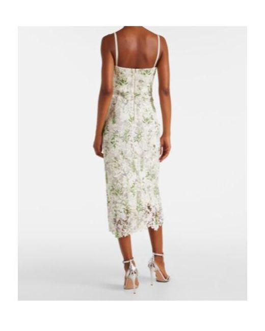 Monique Lhuillier White Floral Lace Corset Dress