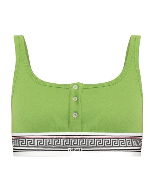 Versace Green Ribbed Jersey Bralette