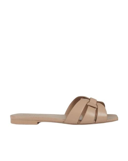 Saint Laurent Multicolor Logo Square Topless Flat Slippers