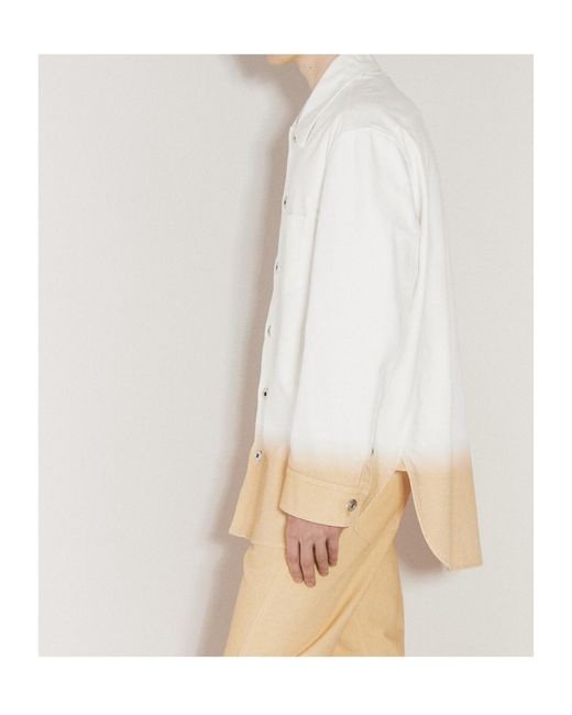Lanvin White Gradient Effect Curved Hem Shirt for men