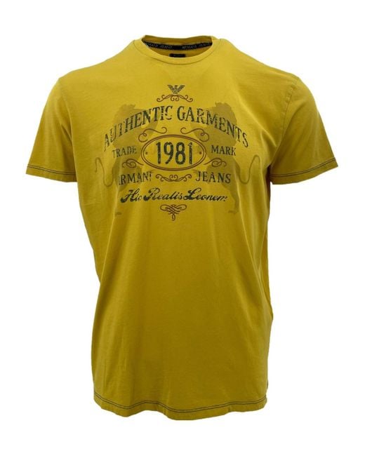 Armani Jeans Yellow Item O-Neck Short-Sleeved T-Shirt for men