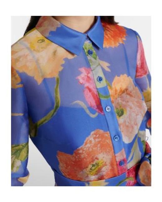 Carolina Herrera Blue Floral Silk Organza Gown