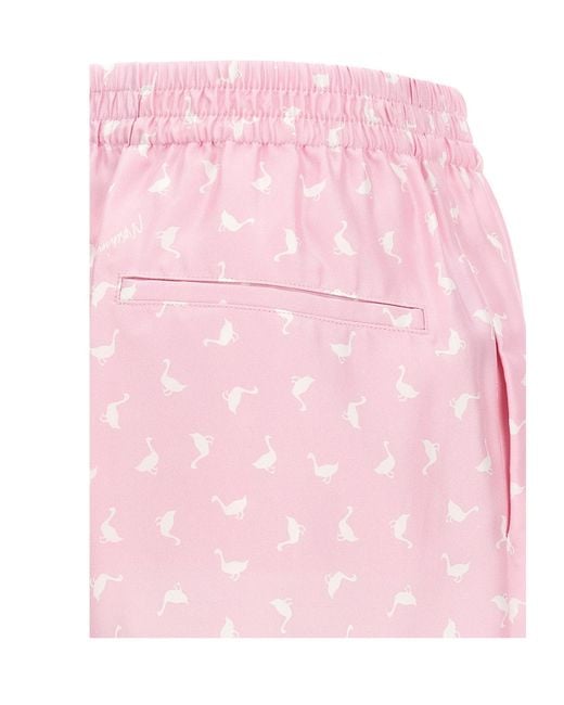 Moschino Pink Allover Printed Elastic Waist Shorts