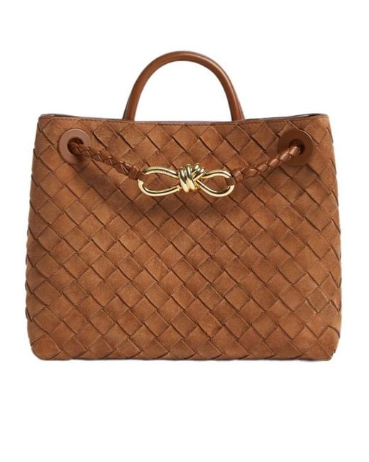 Bottega Veneta Brown Andiamo Woven Shoulder Bag
