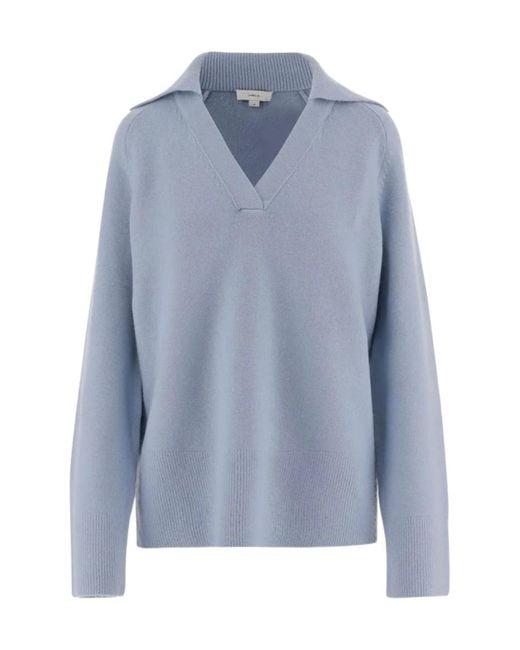 Vince Blue Ribbed V-Neck Sweater