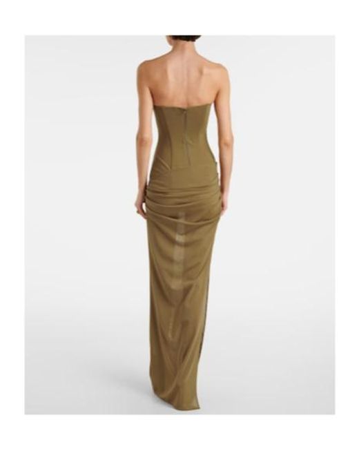 Alex Perry Metallic Sheer Strapless Corset Dress