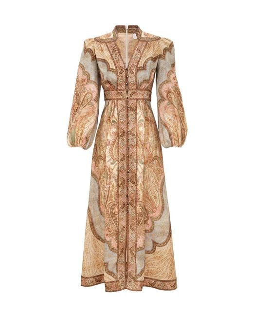 Zimmermann Natural Wanderlust Linen Midi Dress