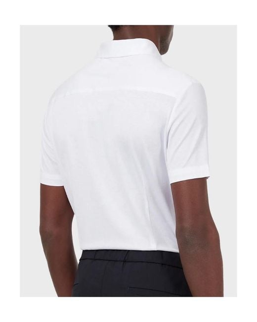 Emporio Armani White Buttoned Curved Hem Shirt for men