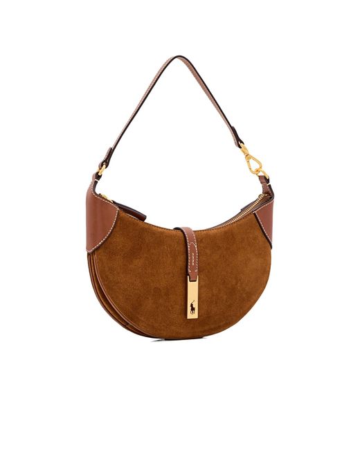 Polo Ralph Lauren Brown Polo Pony Detailed Zipped Shoulder Bag