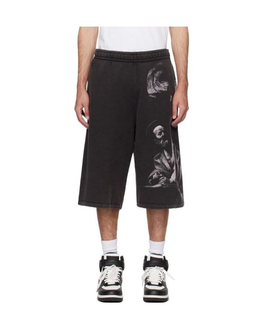 Off-White c/o Virgil Abloh Black Graphic Printed High Waist Shorts for men