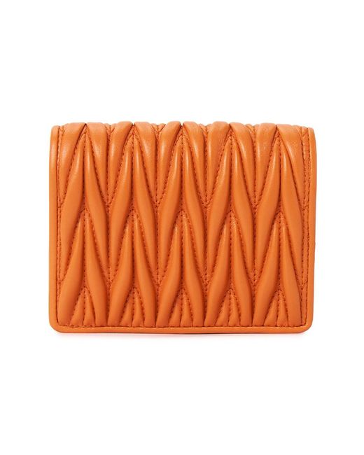 Miu Miu Orange Matelassé Logo Wallet