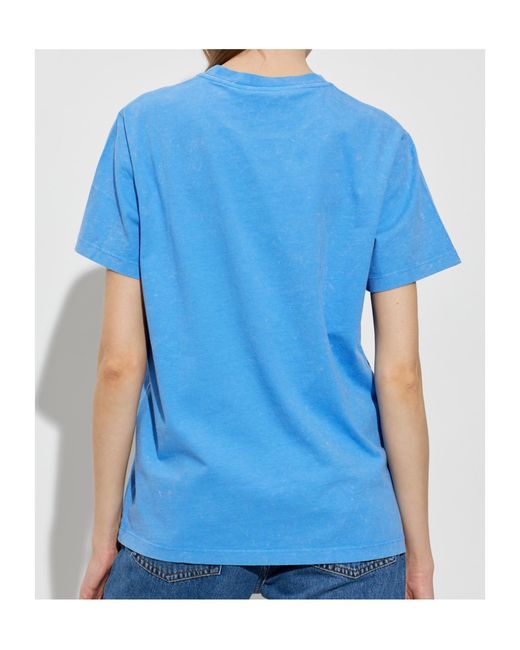 Ganni Blue Logo-Print T-Shirt