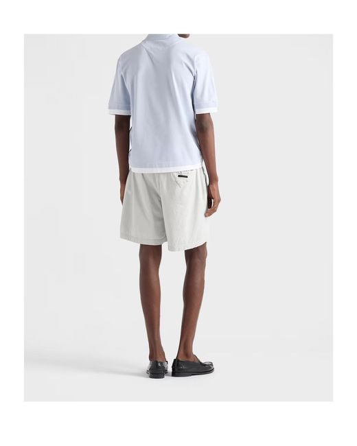 Prada Blue Cotton Polo Shirt for men