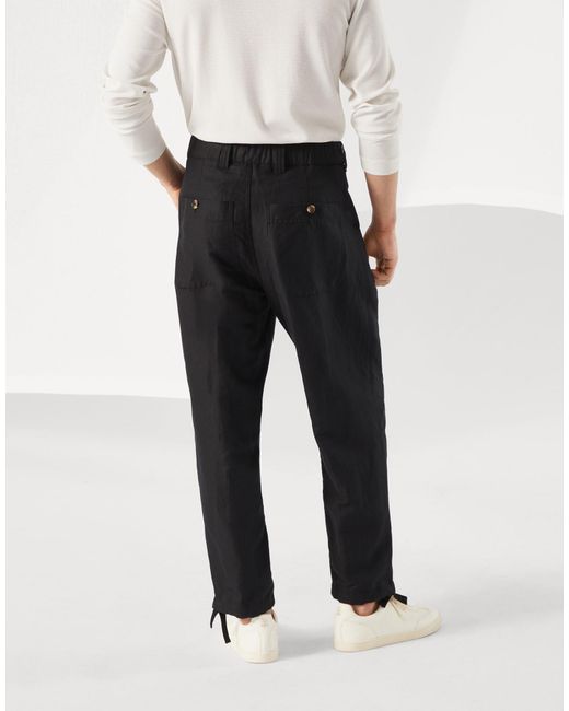 Brunello Cucinelli Black Tapered-Leg Trousers for men