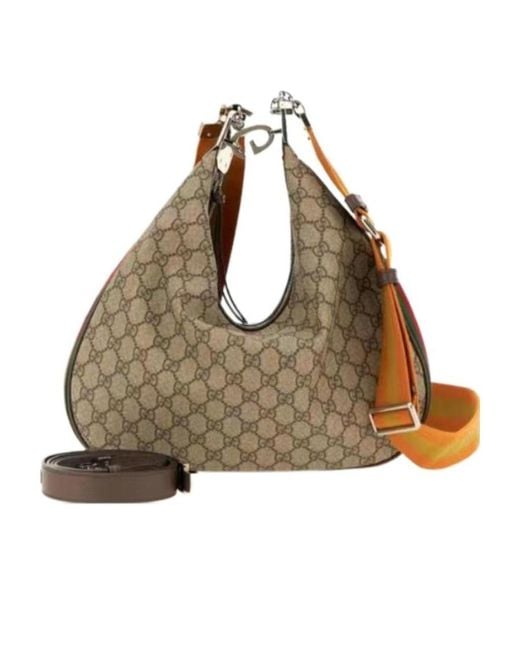 Gucci Brown Attache Gg-Motif Large Shoulder Bag