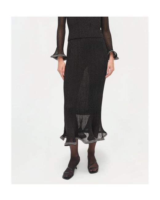 Jonathan Simkhai Black Ruffled Midi Skirt