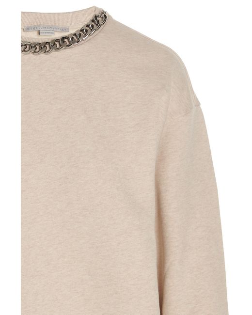 Stella McCartney Natural Falabella Chain Detailed Crewneck Sweater