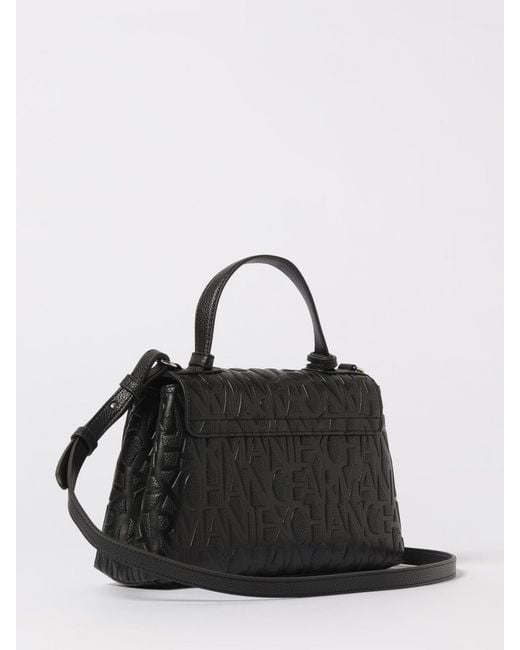 ARMANI EXCHANGE Black Liz Logo-Embossed Foldover Top Tote Bag