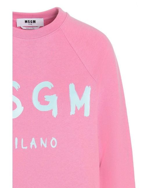 MSGM Pink Logo-Print Sweatshirt
