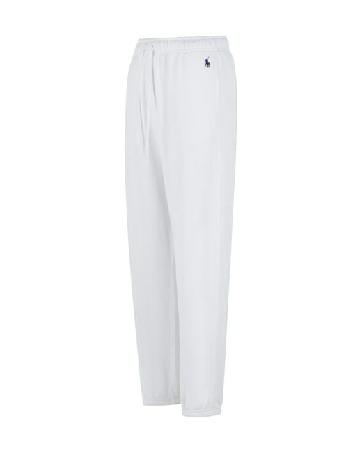 Polo Ralph Lauren White Logo-Embroidered Drawstring Pants