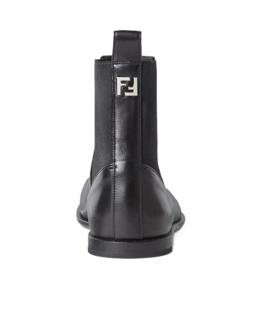 Fendi Black Ff Squared Chelsea Boots for men