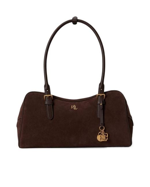 Ralph Lauren Brown 'Mrcy' Large Zipped Satchel Bag