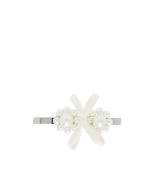 Simone Rocha White Petite Bow Mini Flower Hair Clip