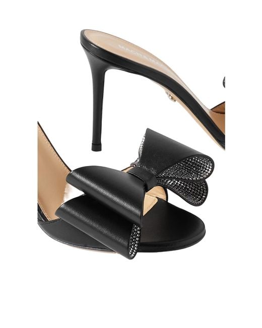 Mach & Mach Black Crystal-Embellished Leather Mules