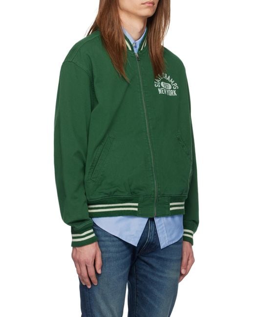 Polo Ralph Lauren Green Varsity Cotton Bomber Jacket for men