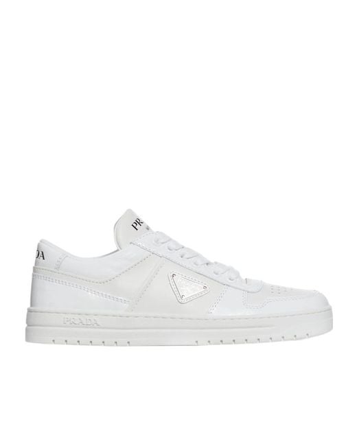 Prada White Downtown Leather Sneakers
