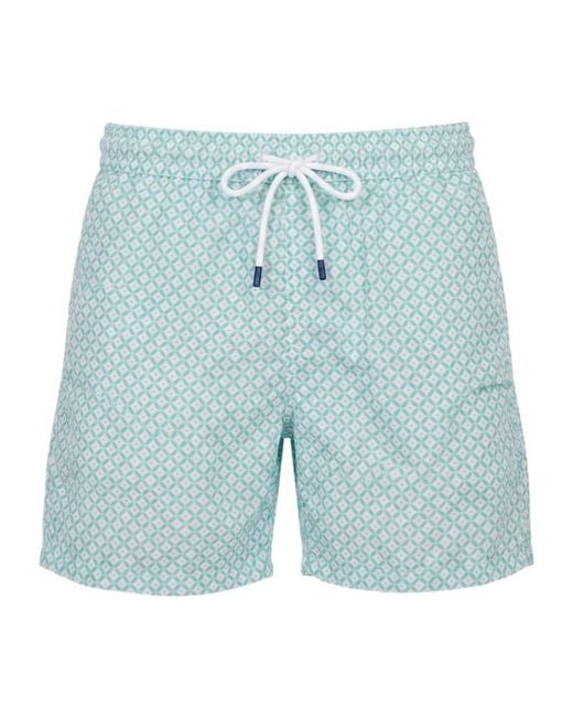 Fedeli Blue Drawstring Swim Shorts for men