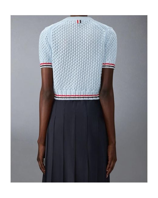 Thom Browne Blue Hector Pointelle Knitted T-Shirt