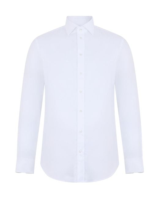 Emporio Armani White Button-Up Long-Sleeved Shirt for men
