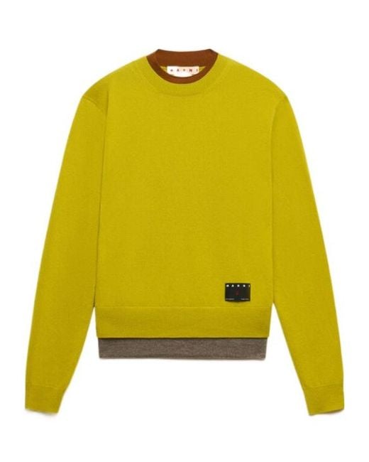 Marni Yellow Cashmere Jumper With Layered Effect for men