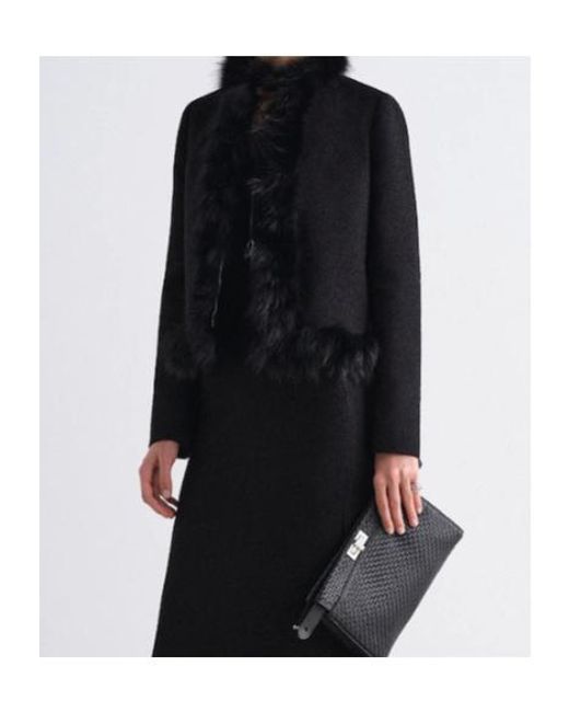 Fendi Black Jacket Wool And Fox Fur Blouson