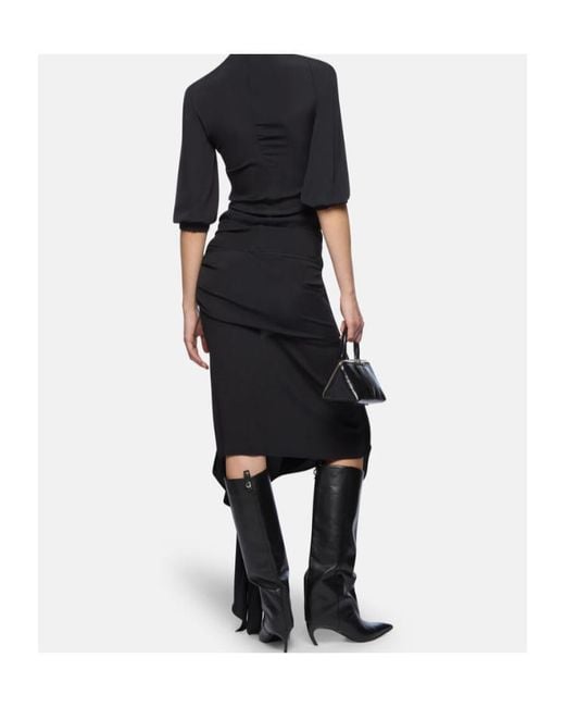 The Attico Black The Draped Midi Skirt