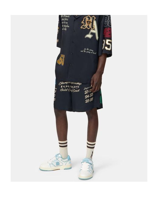 Amiri Black Varsity Patch Shorts for men