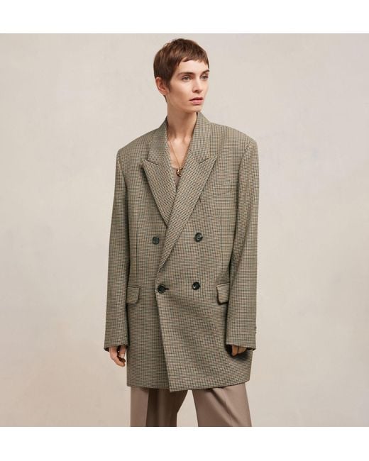 AMI Green Houndstooth Double Breasted Blazer