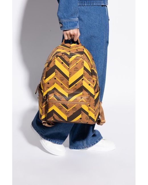 MCM Yellow Rivet Decoration Backpack for men