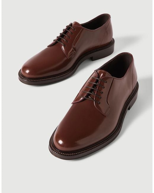 Brunello Cucinelli Brown Block-Heel Derby Shoes for men